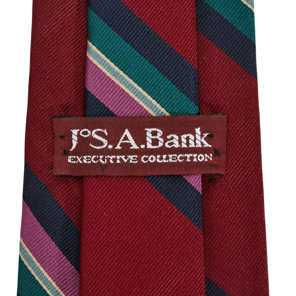JOS. A. BANK Vintage Executive Collection Men's Silk Necktie‎ Burgundy Striped